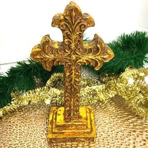 Cross Venetian Gold Color Baroque Style Decor